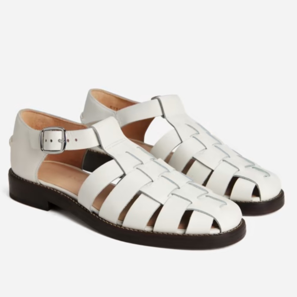 Everlane White Leather Fisherman Sandals
